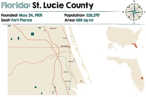 Map of Saint Lucie County in Florida Stock Illustration