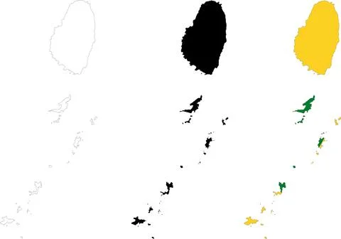 Map Saint Vincent on white background. Saint Vincent Map Outline. Illustrazione stock