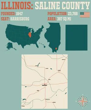 Map of Saline County in Illinois Stock Illustration