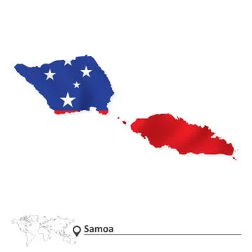Map of Samoa with flag Stock Illustration