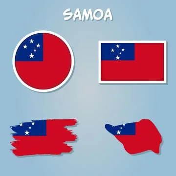 Map of Samoa With the flag, the Nation. Stock Illustration