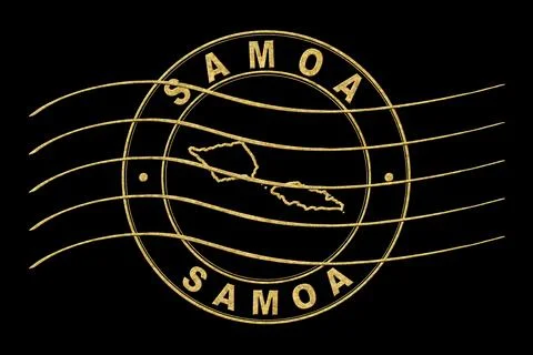 Map of Samoa, Postal Passport Stamp, Travel Stamp Ilustração Stock