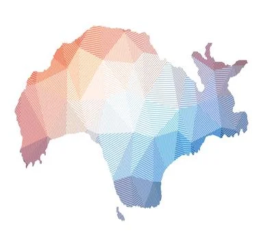 Map of Samos. Low poly illustration of the island. Geometric design with st.. 스톡 사진