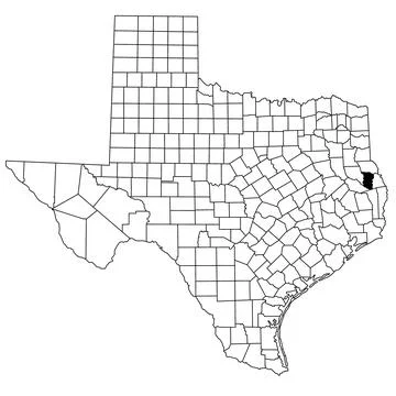 Map of San Augustine County in Texas state on white background. single Coun.. Stock Illustration