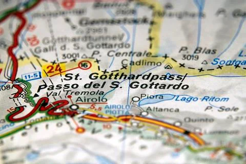 Map of San Gottardo Stock Photos