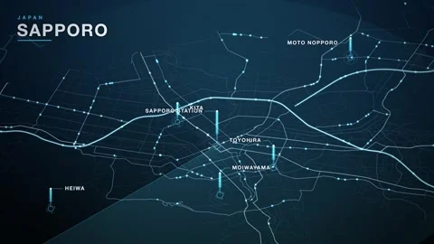 Map of Sapporo 스톡 동영상 340996551