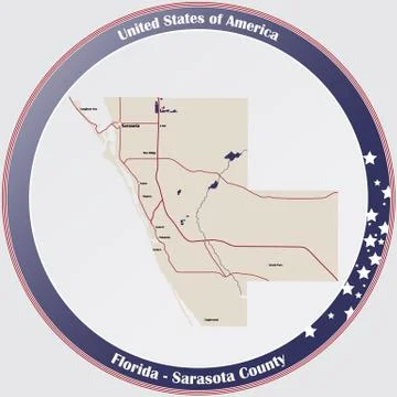 Map of Sarasota County in Florida Stock Illustration