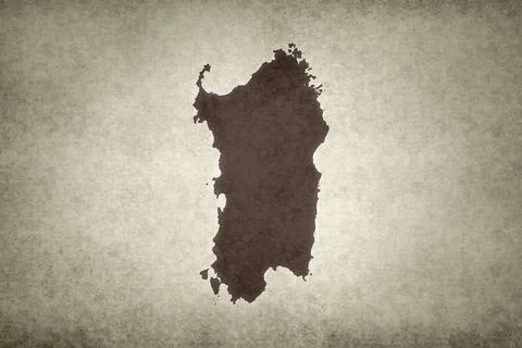 Map of Sardinia on a paper Stock Illustration