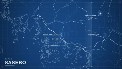 Map of Sasebo 스톡 동영상 340996198