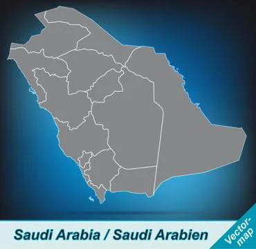 Map of saudi arabia with borders in bright gray Stock Illustration