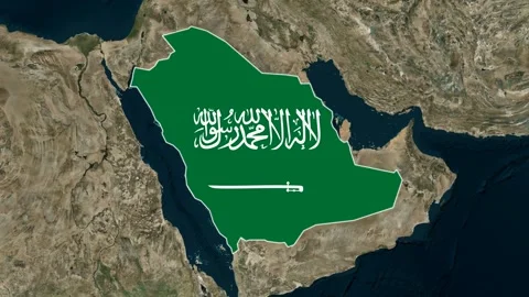 Map saudi arabia with flag, 3D Rendering Stock-Footage 309431759