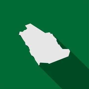 Map of Saudi Arabia on green Background with long shadow Stock Illustration