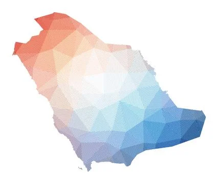 Map of Saudi Arabia. Low poly illustration of the country. Geometric design.. Stock Illustration