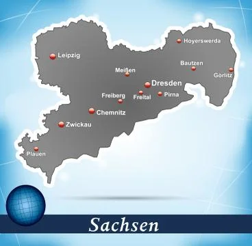Map of saxony with abstract background in blue Stock Illustration