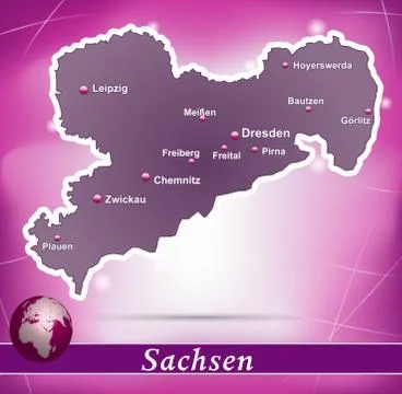 Map of saxony with abstract background in violet Illustrazione stock