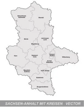 Map of saxony-anhalt with borders in gray Stock Illustration