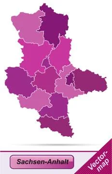 Map of saxony-anhalt with borders in violet Stock Illustration