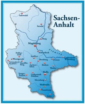 Map of saxony-anhalt as an overview map in blue Stock Illustration