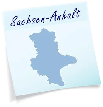 Map of saxony-anhalt as sticky note Stock Illustration