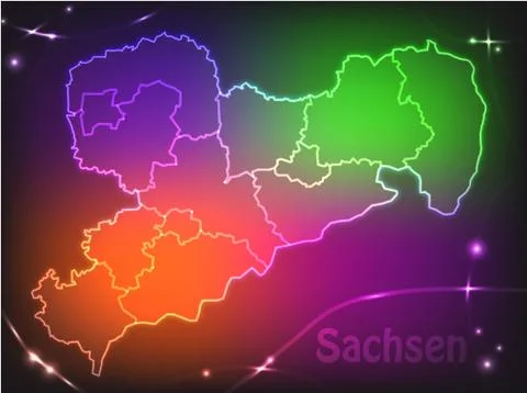 Map of saxony with borders with bright colors Illustrazione stock