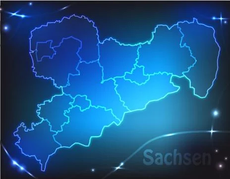 Map of saxony with borders with bright colors Stock Illustration