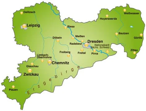 Map of saxony as an overview map in green Illustrazione stock