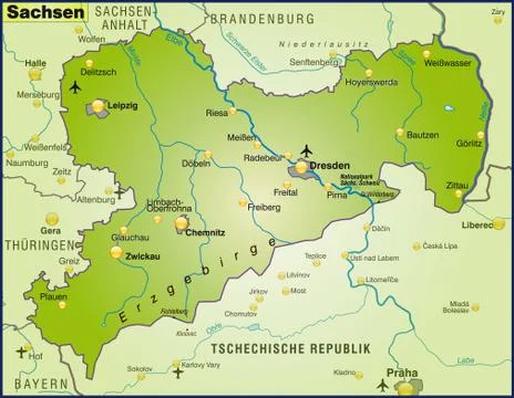 Map of saxony as an overview map in green Illustrazione stock