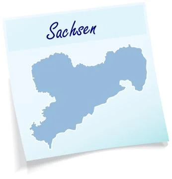 Map of saxony as sticky note Illustrazione stock