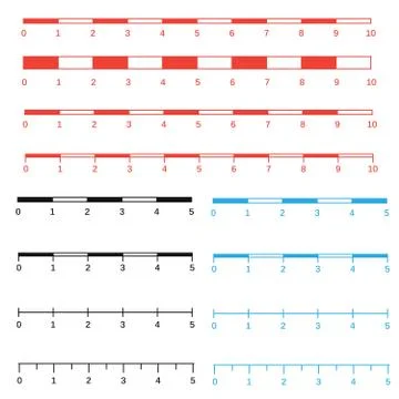 Map scales graphics for measuring distances. Scale measure map vector. Latitu Stock Illustration