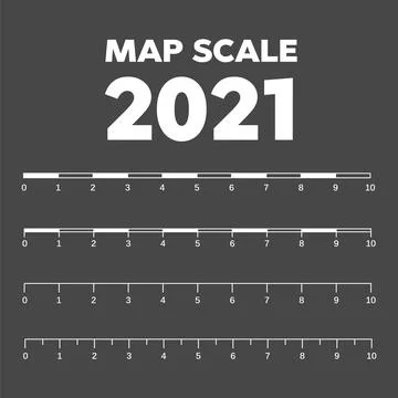 Map scales graphics for measuring distances. Scale measure map vector. Latitu Stock Illustration
