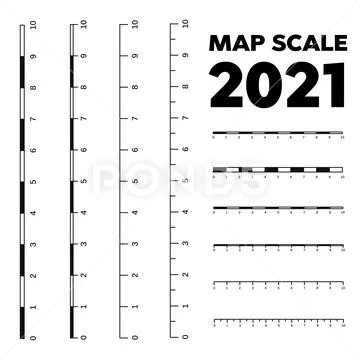 Map scales graphics for measuring distances. Scale measure map vector ...