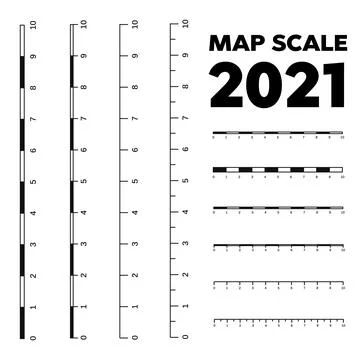 Map scales graphics for measuring distances. Scale measure map vector. Latitu Stock Illustration