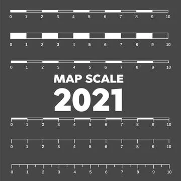 Map scales graphics for measuring distances. Scale measure map vector. Latitu Stock Illustration