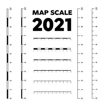 Map scales graphics for measuring distances. Scale measure map vector. Latitu Stock Illustration
