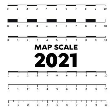 Map scales graphics for measuring distances. Scale measure map vector. Latitu Stock Illustration