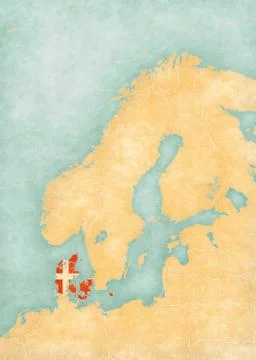 Map of Scandinavia - Denmark Stock Illustration
