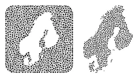 Map of Scandinavia - Dotted Mosaic with Stencil Stock Illustration