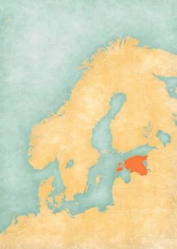 Map of Scandinavia - Estonia Stock Illustration
