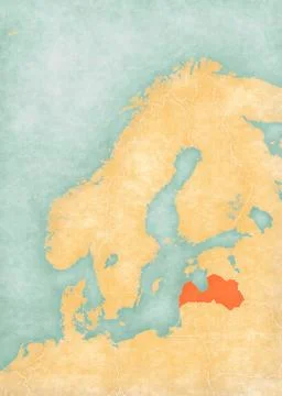 Map of Scandinavia - Latvia Stock Illustration