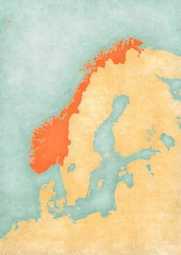 Map of Scandinavia - Norway Stock Illustration