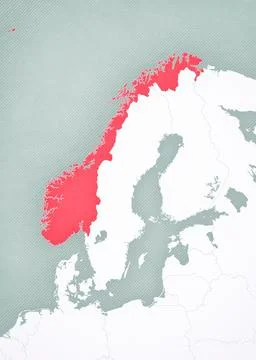 Map of Scandinavia - Norway Stock Illustration