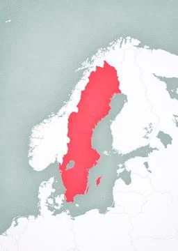Map of Scandinavia - Sweden Stock Illustration