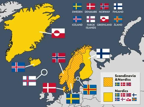 Map of Scandinavian Countries Diagram. Stock Illustration