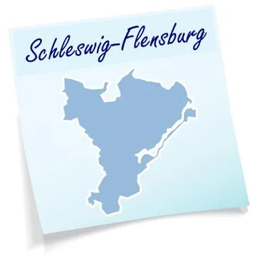 Map of schleswig-flensburg as sticky note Stock Illustration