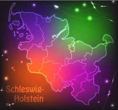 Map of schleswig-holstein with borders with bright colors Stock Illustration