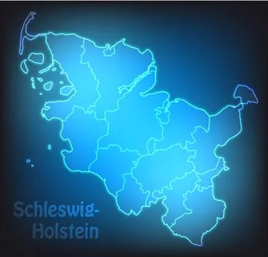 Map of schleswig-holstein with borders with bright colors Stock Illustration