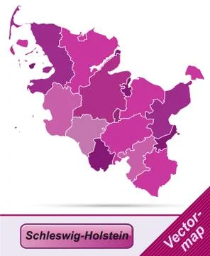 Map of schleswig-holstein with borders in violet Stock Illustration
