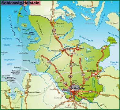 Map of schleswig-holstein Stock Illustration