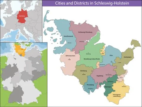 Map of Schleswig-Holstein Stock Illustration