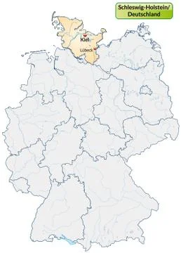 Map of schleswig-holstein with main cities in pastel orange Stock Illustration